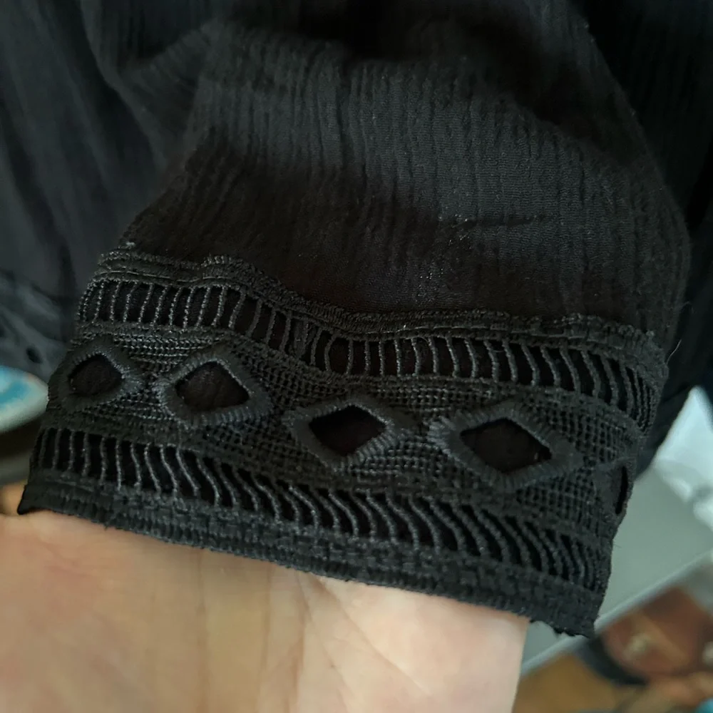 Black Embroidered & Lace Top